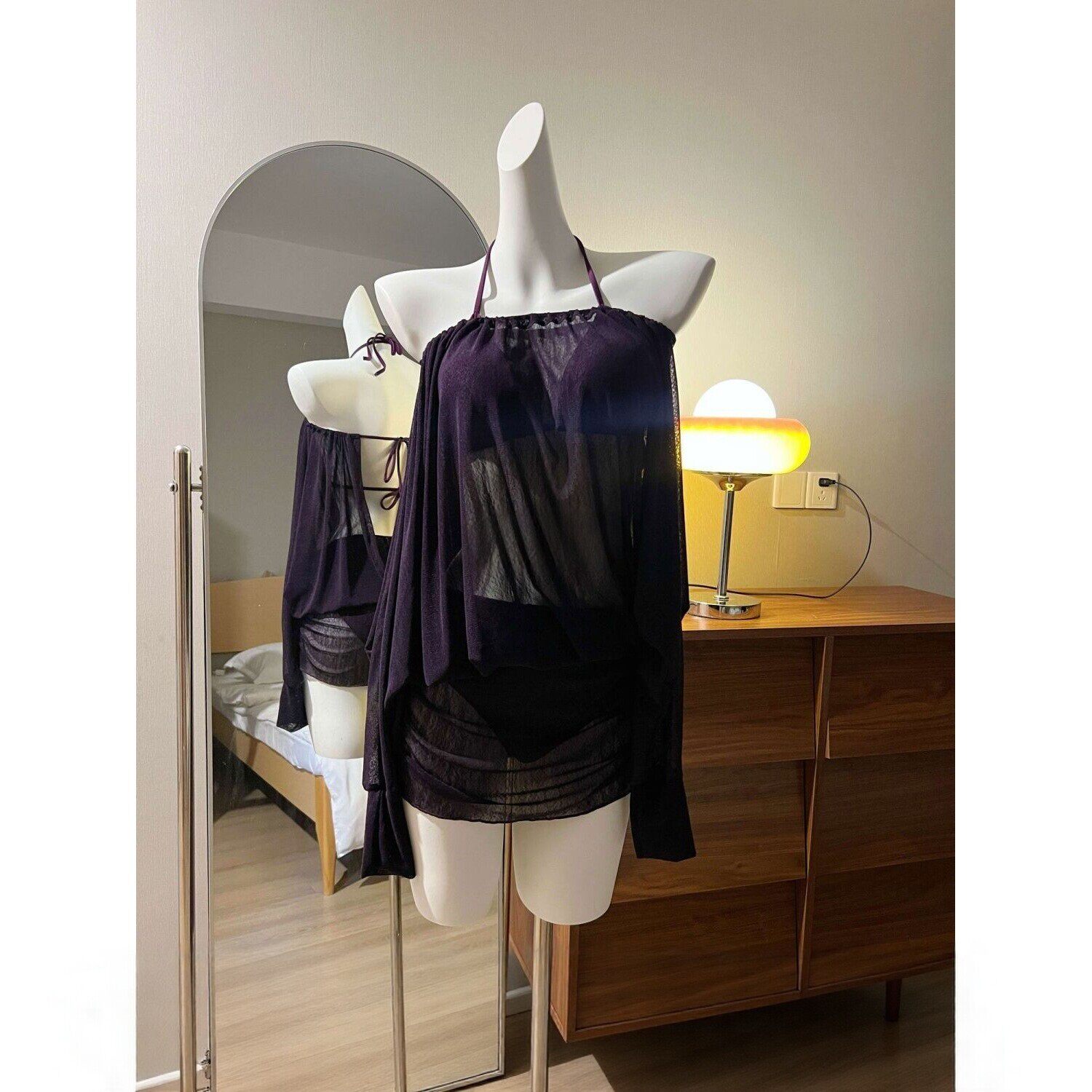 【一眼沦陷】娇熏紫比基尼带罩衫显白性感高级海边温泉度假泳衣女