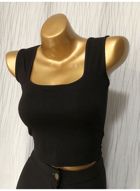 【留】黑色工字吊带背心外穿女2021夏季新款紧身性感欧美露背上衣