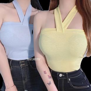 现货 超温柔挂脖露肩舒适吊带背心 51STUDIO自制ZJ259夏日BI备