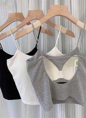 美背抹胸内衣防走光固定一体细带打底吊带背心女2865固定杯舒适