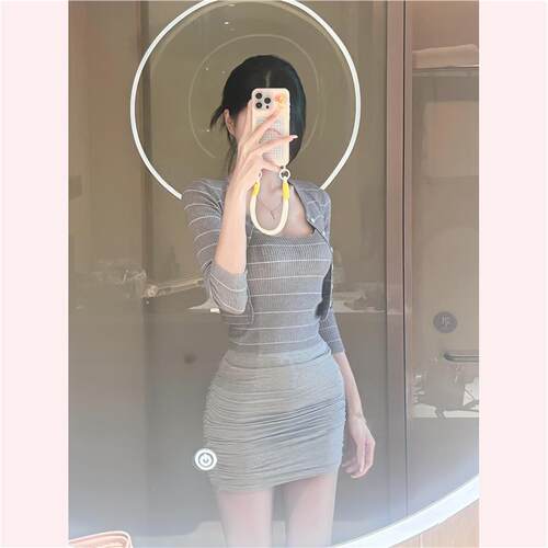 51STUDIO自制u领打底背心加开衫两件套装女秋纯欲别致绝美上衣