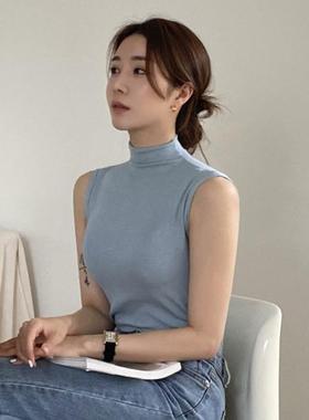 韩国代购正品 YM162实用百搭款~女人味半高领修身无袖内搭T恤se