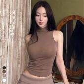 针织衫 百搭透气半高领纯色露脐无袖 T恤 51STUDIO自制韩国夏季 现货