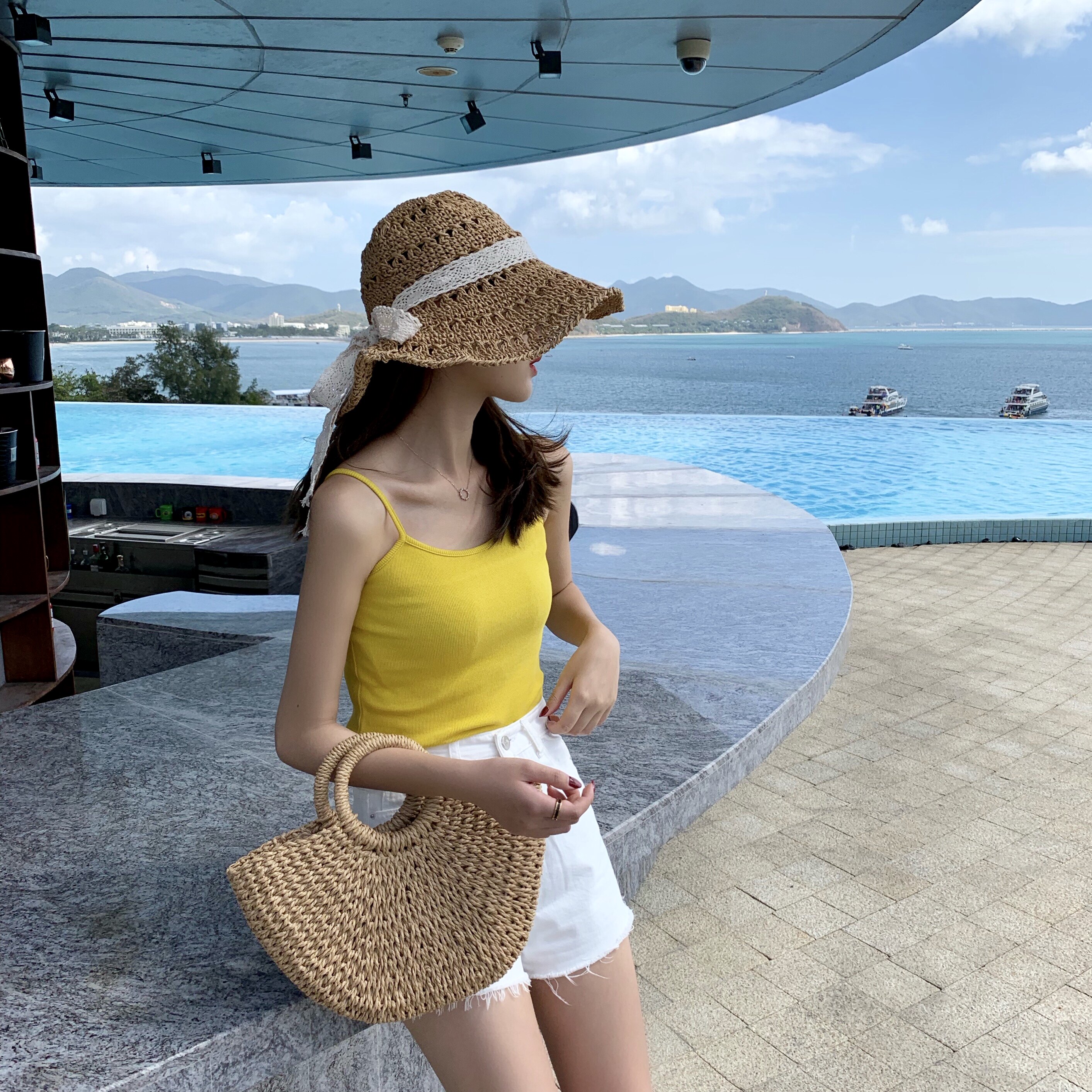 韩版chic亮色橙色桔色橘色骚粉色无袖修身显瘦针织小吊带背心打底