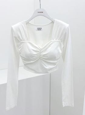 现51STUDIO自制22秋新款纯色低领褶皱长袖打底083103