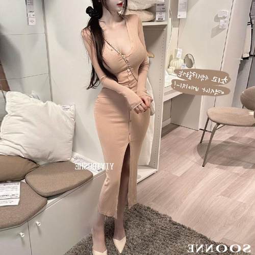 当天发 51STUDIO自制LD227性感显身材~纯欲女人味开叉包臀连衣裙