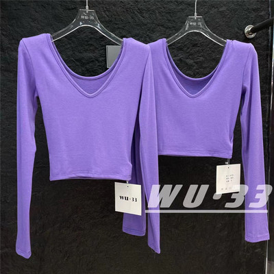 长袖通勤薄款露背WU3性感V领