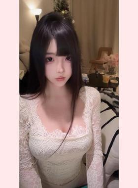 51STUDIO自制 韩版纯欲性感方领蕾丝衫长袖内搭御姐风轻熟打底衫