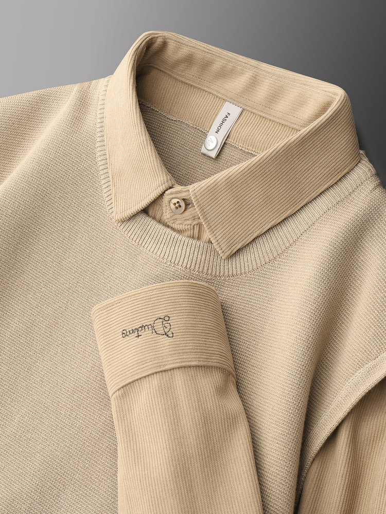 MAJE GYLLEN CORDUROY FAKE TWO SHIRT MENS FALL 2024 SWEATER KNIT WARM TRIM TOP