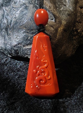 四川瓦西南红原矿满肉满色棉子红精雕凤凰六字真言裸石41-22-15mm