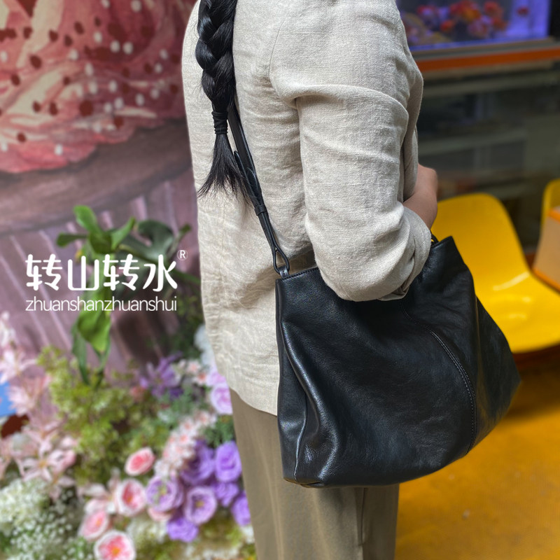 25新款水晶植鞣大托特包真皮女包百搭慵懒风休闲斜挎包腋下包6338
