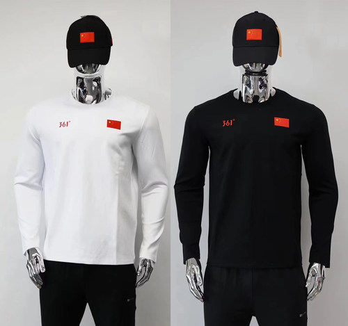 361赞助国家队黑色速干长袖圆领运动T恤衫国服B1150359男女同款