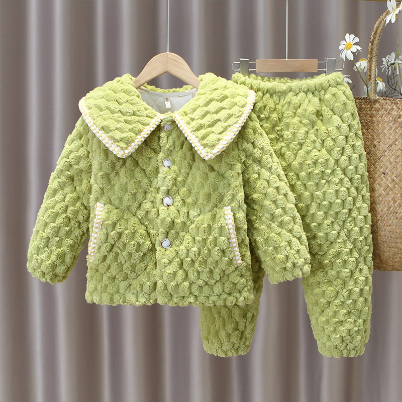 冬款加厚儿童法兰绒睡衣套装