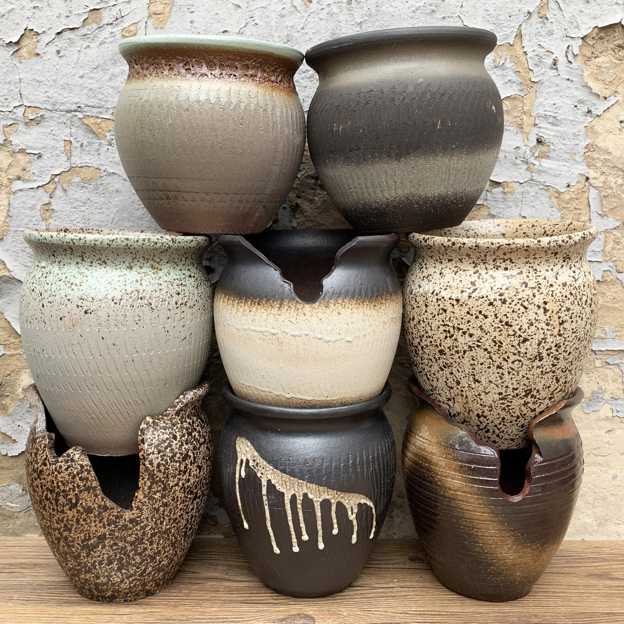 手工陶艺粗陶土陶罐子多肉植物小老桩花盆大号口径高造景陶瓷微瑕