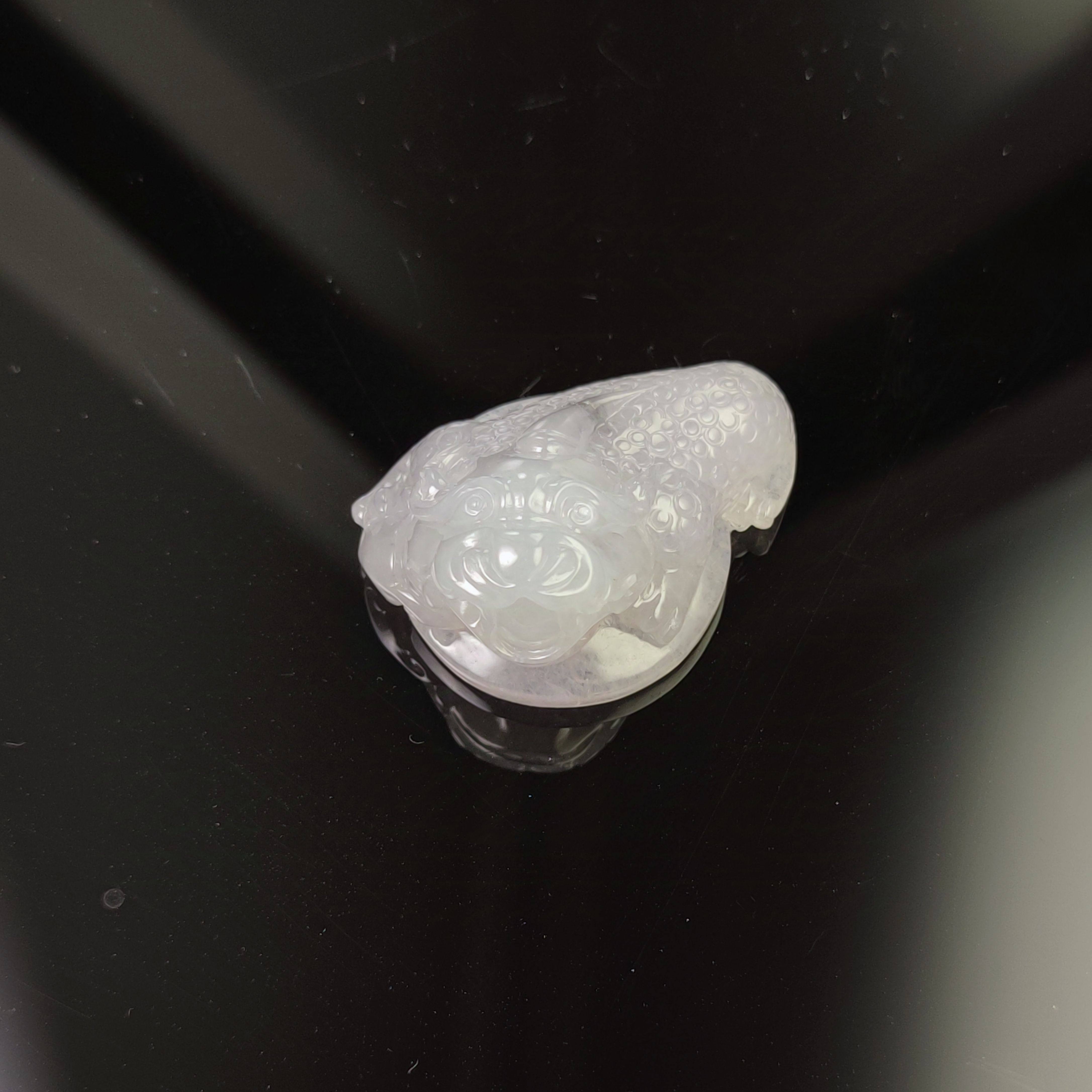 天然翡翠A货细糯化起冰紫底飘乌鸡三角金蟾吊坠挂件