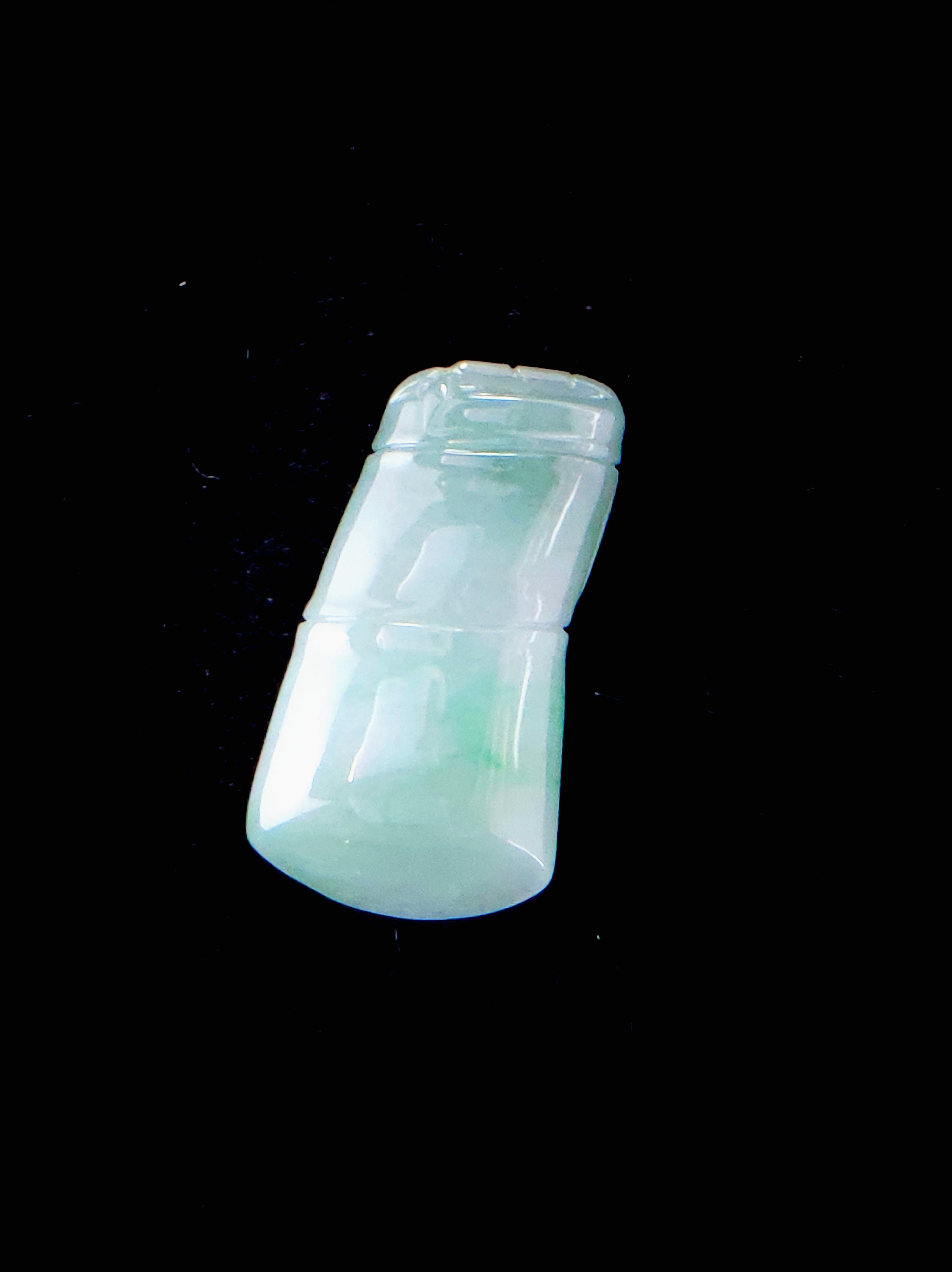 A货翡翠冰糯飘绿丝带绵竹节吊坠