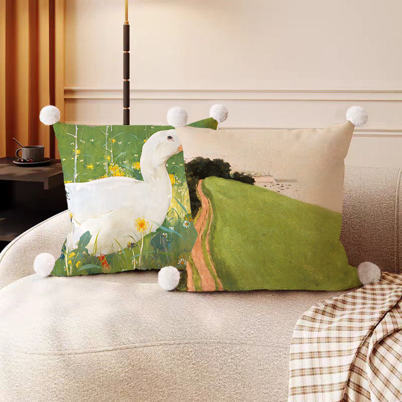 欧式田园花卉绒面抱枕现代简约艺术白玫瑰沙发客厅腰枕套靠枕靠垫