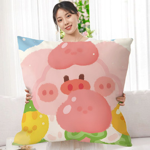 抱枕沙发客厅可爱卡通猪靠垫护腰靠背枕芯套办公室样板房汽车床头