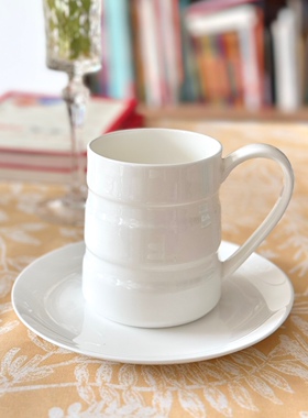 纯白双线高温高骨瓷早餐杯马克杯咖啡杯儿童杯水杯果汁杯牛奶杯