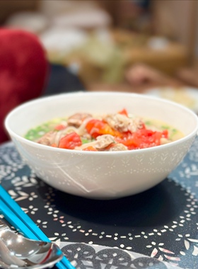 纯白高骨瓷回家的味道7英寸家用面碗汤碗750ml洗碗机微波炉适用