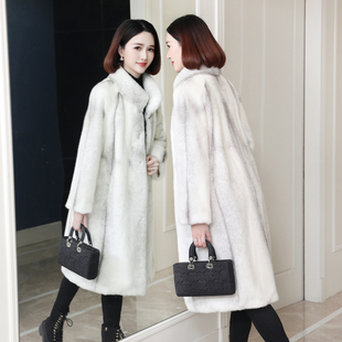 2023新款貂皮大衣女中长款海宁环保毛毛皮草貂毛十字貂外套女貂绒