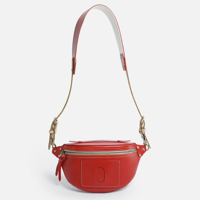 匠线LINE ARTISANAL 迷你胸包 植鞣牛皮女包手工mini腋下包红色包