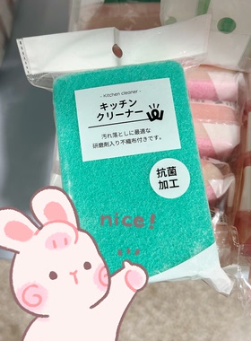 日本大创进口含研磨剂去污海绵厨房清洁器10个