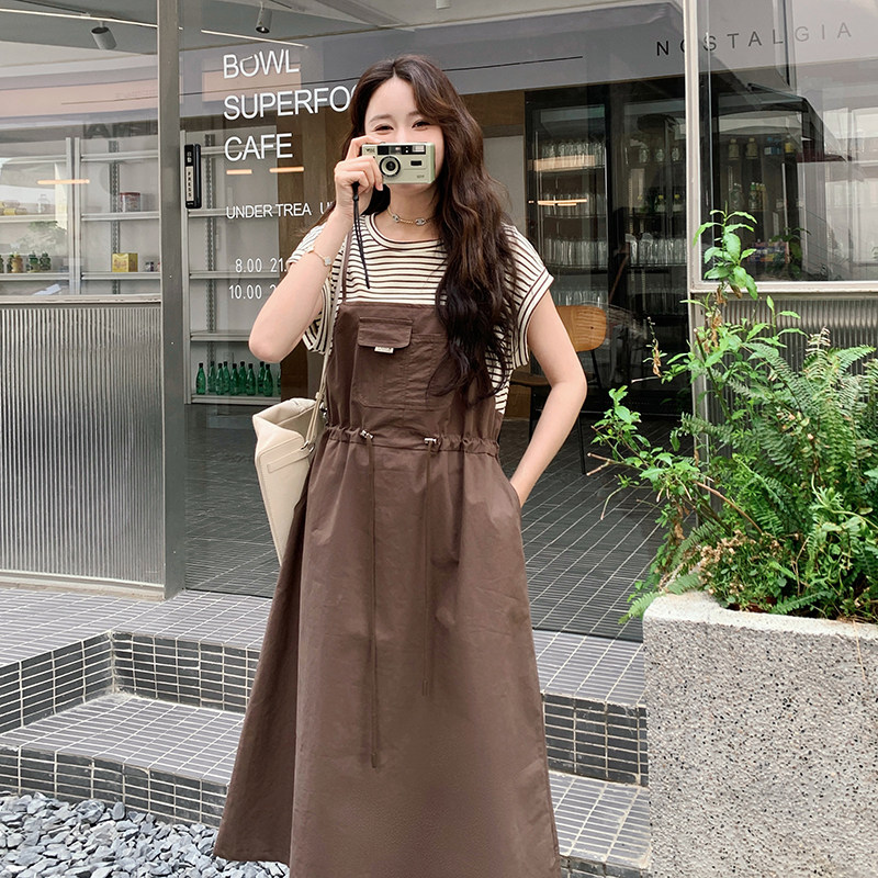 夏装新款条纹拼接假两件连衣裙8808-P115K168,女装连衣裙,2B080