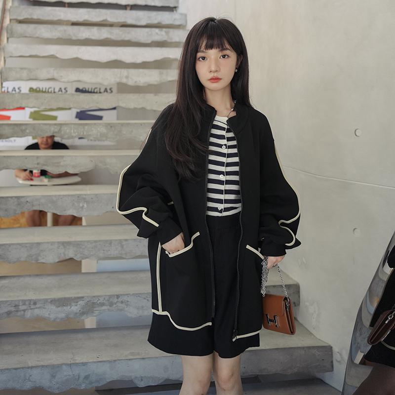 新款黑色包边空气层外套5852-P120K178,女装短外套,2B080