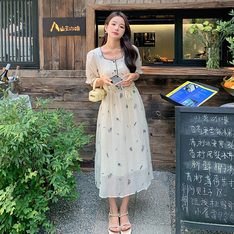 新款撞色包条碎花连衣裙 7920-P115K168图片