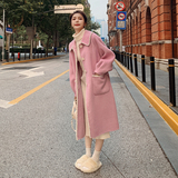 冬装新款粉色夹条毛呢大衣057-5872-P175K278，女装毛呢外套，唯尔萱