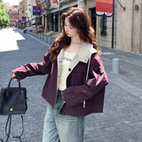 设计感两面穿休闲百搭连帽外套女春秋超火好看高级小众短夹克上衣，商品下架区，唯尔萱