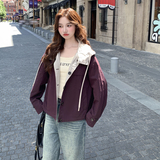两面穿撞色连帽休闲外套女2025秋新款韩系复古宽松小个子工装上衣，商品下架区，唯尔萱