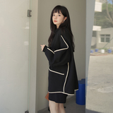 春装黑色包边空气层外套2B080-5852-P120K178，女装短外套，2B080
