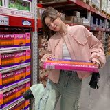 现货秋装粉色收腰短外套上衣057-7955-P130K188，商品下架区，唯尔萱