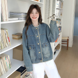 可盐可甜毛边牛仔外套女2025秋季新款复古韩版宽松小个子夹克上衣，商品下架区，唯尔萱
