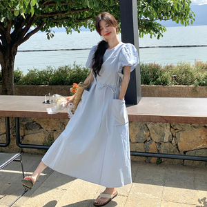 新款 夏装蓝色气质连衣裙 9131p120k178图片