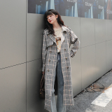 现货秋装灰色格子风衣外套20076-P135K219，女装风衣，唯尔萱