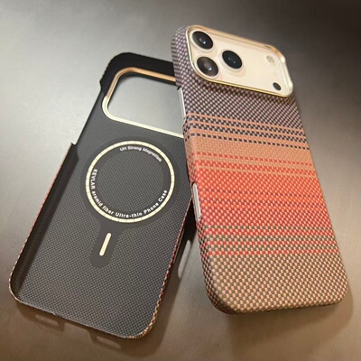 适用苹果iPhone17promax手机壳磁吸保护套17pro日落月升编织凯夫拉碳纤维magsafe磁吸17air超轻薄外壳男士