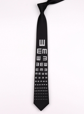 原创设计黑白视力表6cm刺绣窄领带学生JKDK韩版趣味搞怪潮流文艺