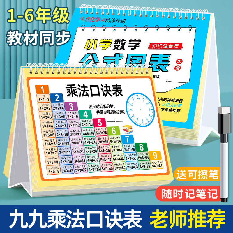 同步教材1-6年级小学公式台历