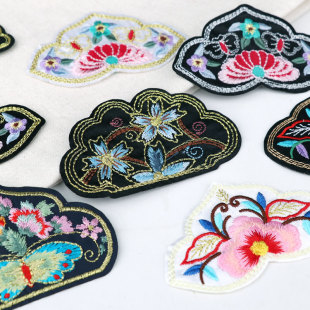 对称民族风包包绣片香包刺绣布片口金包装饰布贴手工DIY复古贴片