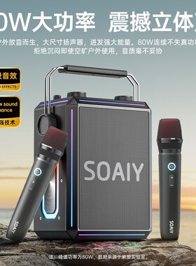 索爱SSK03蓝牙音箱家用k歌音响话筒麦克风音箱户外唱歌广场舞音箱