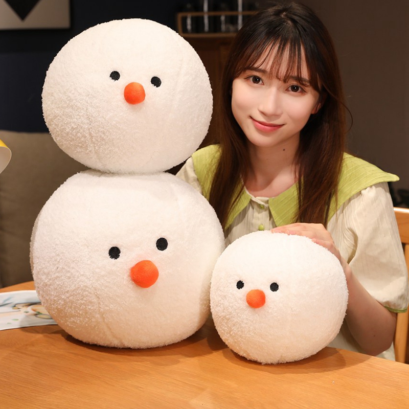 跨境雪球抱枕可爱圆滚滚圆球雪人小挂件毛绒公仔玩偶圣诞节礼物女