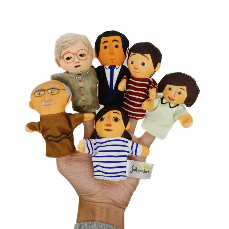 一家人六口手指玩偶幼儿园故事教具宝宝指偶安抚玩具早教布偶毛绒图片