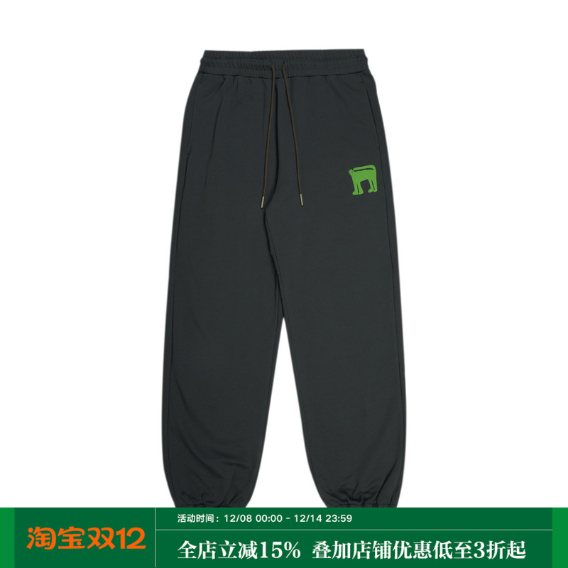 MoodLikeMe  「翘尾猫咪」插画发泡印花宽松抽绳束脚百搭卫裤