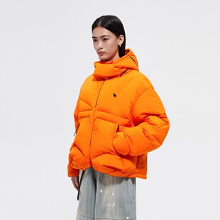 FMACM 23AW 不规则绗缝立体结构箭头刺绣口袋可拆卸连帽羽绒服