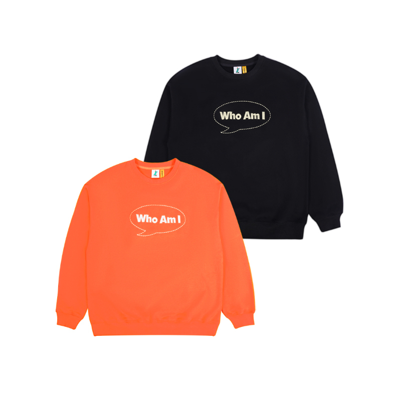 MoodLikeMe  「我是谁」slogan刺绣圆领纯棉印花长袖纯色卫衣