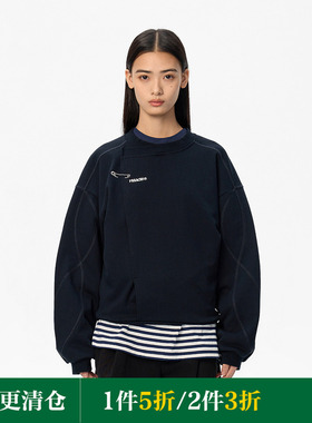 FMACM闷与狂 立体剪裁别针刺绣圆领2024春初秋穿搭情侣卫衣男女款