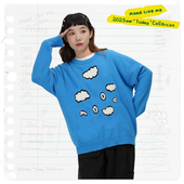 MoodLikeMe 「云朵制造机」貂毛提花mood云朵圆领针织毛衣